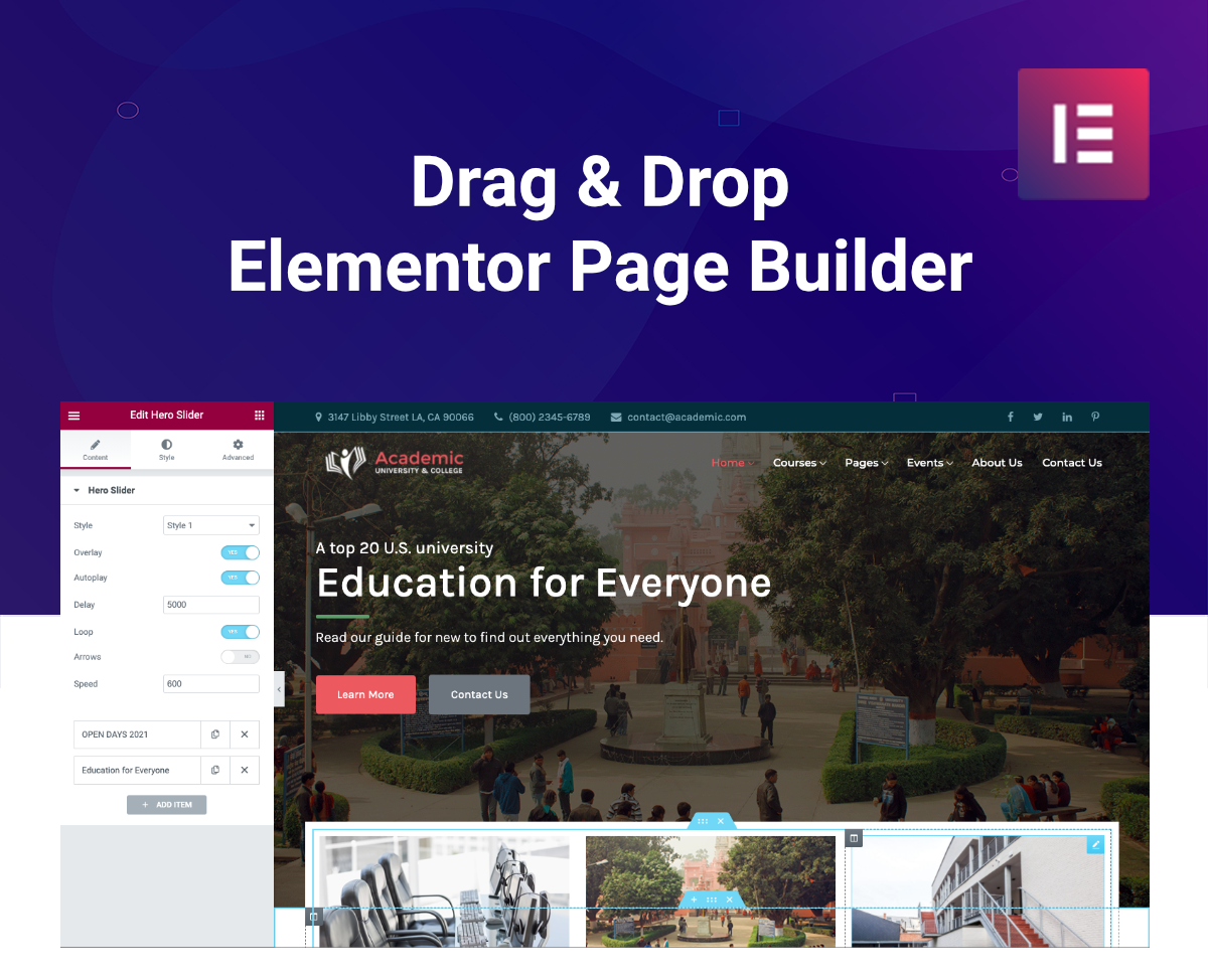 elementor education theme