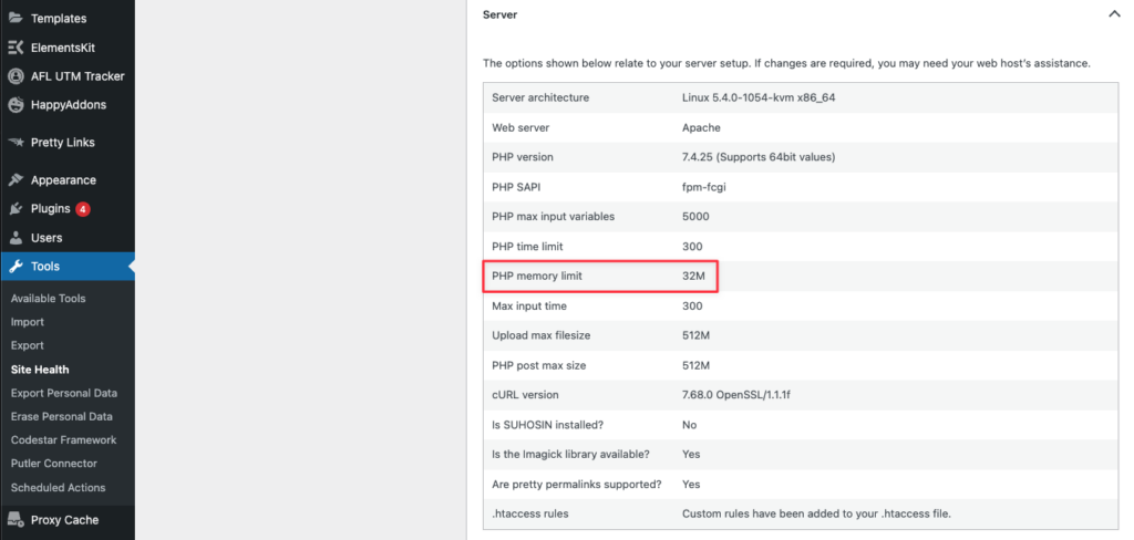 WordPress Memory Limit