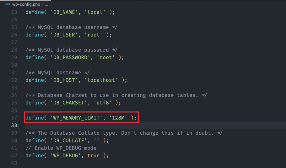 wp memory limit wp-config